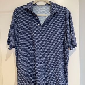 Peter Millar Men's Pima Cotton Polo Shirt - Navy Print- Size XL